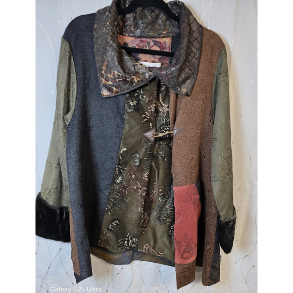 NWT Lee Andersen Artsy Vintage Patchwork Tapestry Jacket Cardigan Shirt Large - Picture 1 of 13
